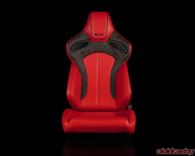 Braum Racing Orue Series Sport Seats (Pair) - Red Diamond Leatherette w/ Black Trim - BRR6-RDBS