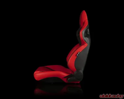 Braum Racing Orue Series Sport Seats (Pair) - Red Diamond Leatherette w/ Black Trim - BRR6-RDBS