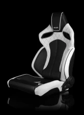 Braum Racing Orue Series Sport Seats (Pair) - White Diamond Leatherette w/ Black Trim                                     - BRR6-WDBS - Image 5
