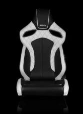 Braum Racing Orue Series Sport Seats (Pair) - White Diamond Leatherette w/ Black Trim                                     - BRR6-WDBS - Image 2