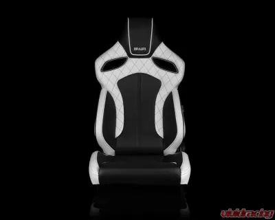 Braum Racing Orue Series Sport Seats (Pair) - White Diamond Leatherette w/ Black Trim - BRR6-WDBS