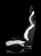 Braum Racing Orue Series Sport Seats (Pair) - White Diamond Leatherette w/ Black Trim                                     - BRR6-WDBS - Image 3