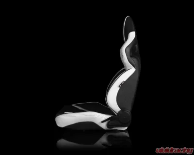 Braum Racing Orue Series Sport Seats (Pair) - White Diamond Leatherette w/ Black Trim - BRR6-WDBS