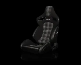 Braum Racing Orue-S Series Sport Reclinable Seats (Pair) - Black Leatherette|Grey Plaid