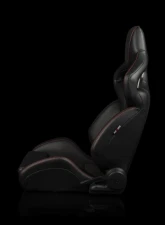 Braum Racing Orue-S Series Sport Reclinable Seats (Pair) - Black Leatherette|Honeycomb Alcantara w/ Red Stitching                                     - BRR6S-HXRS - Image 3