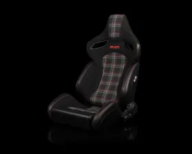 Braum Racing Orue-S Series Sport Reclinable Seats (Pair) - Black Leatherette|Red Plaid