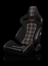 Braum Racing Orue-S Series Sport Reclinable Seats (Pair) - Black Leatherette|Red Plaid                                     - BRR6S-RDPF - Image 6