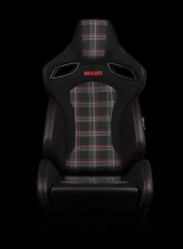 Braum Racing Orue-S Series Sport Reclinable Seats (Pair) - Black Leatherette|Red Plaid                                     - BRR6S-RDPF - Image 2