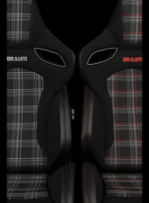 Braum Racing Orue-S Series Sport Reclinable Seats (Pair) - Black Leatherette|Red Plaid                                     - BRR6S-RDPF - Image 5