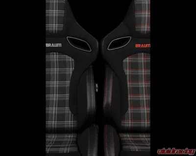 Braum Racing Orue-S Series Sport Reclinable Seats (Pair) - Black Leatherette|Red Plaid - BRR6S-RDPF