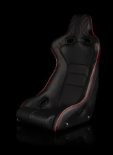 Braum Racing Venom-X Series Fixed Back Bucket Seat (Each) - Black Diamond Leatherette w/ Red Trim                                     - BRR7-BDRS - Image 5