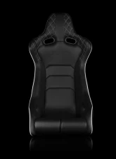 Braum Racing Venom-X Series Fixed Back Bucket Seat (Each) - Black Diamond Leatherette w/ White Trim                                     - BRR7-BDWS - Image 2