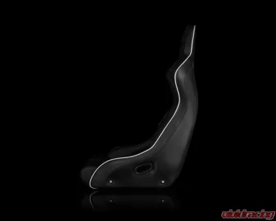 Braum Racing Venom-X Series Fixed Back Bucket Seat (Each) - Black Diamond Leatherette w/ White Trim - BRR7-BDWS