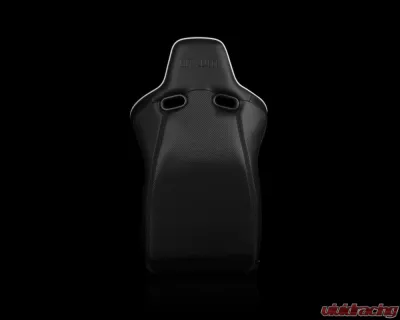 Braum Racing Venom-X Series Fixed Back Bucket Seat (Each) - Black Diamond Leatherette w/ White Trim - BRR7-BDWS
