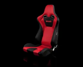 Braum Racing Venom Series Sport Seats (Pair) - Black|Red Cloth w/ Red Stitching
