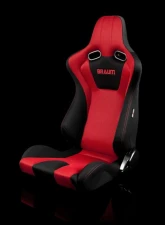 Braum Racing Venom Series Sport Seats (Pair) - Black|Red Cloth w/ Red Stitching                                     - BRR7-BKRD - Image 5