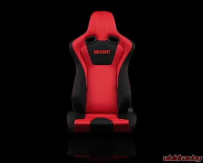 Braum Racing Venom Series Sport Seats (Pair) - Black|Red Cloth w/ Red Stitching - BRR7-BKRD