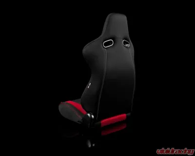 Braum Racing Venom Series Sport Seats (Pair) - Black|Red Cloth w/ Red Stitching - BRR7-BKRD