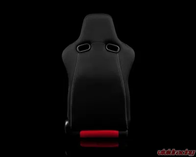 Braum Racing Venom Series Sport Seats (Pair) - Black|Red Cloth w/ Red Stitching - BRR7-BKRD