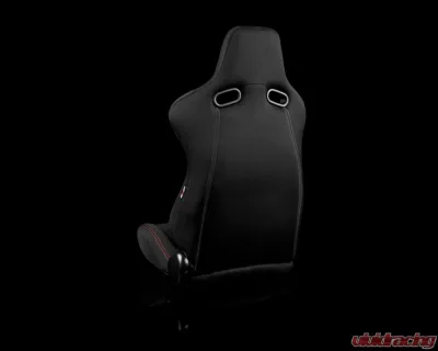 Braum Racing Venom Series Sport Seats (Pair) - Black Cloth w/ Red Stitching - BRR7-BKRS