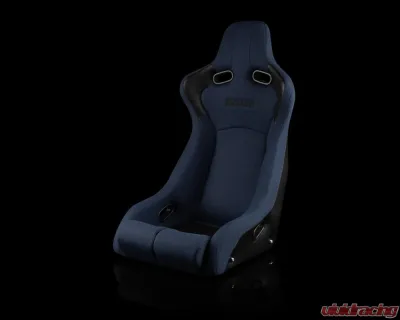 Braum Racing Venom-R Series Fixed Back Bucket Seat (Each) - Blue Cloth|Carbon Fiber - BRR7-BUFB