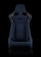 Braum Racing Venom-R Series Fixed Back Bucket Seat (Each) - Blue Cloth|Carbon Fiber                                     - BRR7-BUFB - Image 2