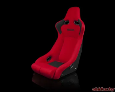 Braum Racing Venom-R Series Fixed Back Bucket Seat (Each) - Red Cloth|Carbon Fiber - BRR7-RDFB