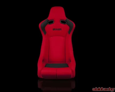 Braum Racing Venom-R Series Fixed Back Bucket Seat (Each) - Red Cloth|Carbon Fiber - BRR7-RDFB