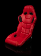 Braum Racing Falcon-X Series Fixed Back Racing Seat (Each) - Red Leatherette w/ Black Trim                                     - BRR8-RDBP - Image 5