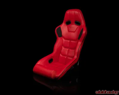 Braum Racing Falcon-X Series Fixed Back Racing Seat (Each) - Red Leatherette w/ Black Trim - BRR8-RDBP