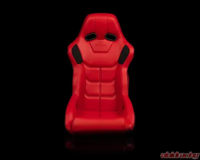 Braum Racing Falcon-X Series Fixed Back Racing Seat (Each) - Red Leatherette w/ Black Trim - BRR8-RDBP