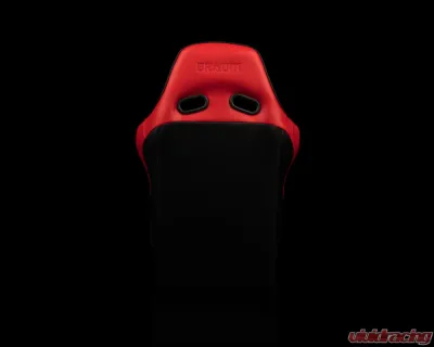 Braum Racing Falcon-X Series Fixed Back Racing Seat (Each) - Red Leatherette w/ Black Trim - BRR8-RDBP