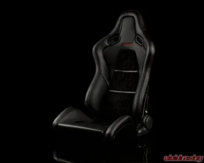 Braum Racing Falcon-S Composite FRP Reclining Seats (Pair) - Black Leatherette|Alcantara Inserts|CF Composite Honeycomb - BRR9R-BACF