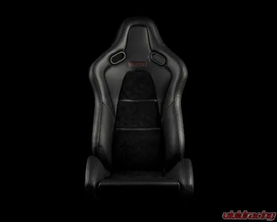 Braum Racing Falcon-S Composite FRP Reclining Seats (Pair) - Black Leatherette|Alcantara Inserts|CF Composite Honeycomb - BRR9R-BACF