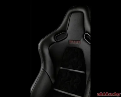 Braum Racing Falcon-S Composite FRP Reclining Seats (Pair) - Black Leatherette|Alcantara Inserts|CF Composite Honeycomb - BRR9R-BACF
