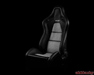 Braum Racing Falcon-S Composite FRP Reclining Seats (Pair) - Black Leatherette|Houndstooth Fabric|CF Composite Honeycomb - BRR9R-BHCF