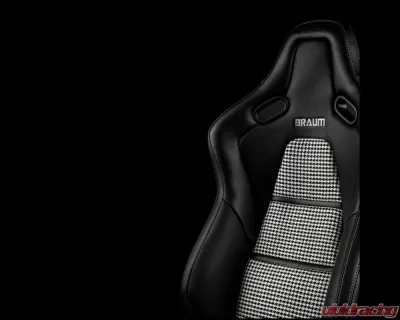 Braum Racing Falcon-S Composite FRP Reclining Seats (Pair) - Black Leatherette|Houndstooth Fabric|CF Composite Honeycomb - BRR9R-BHCF