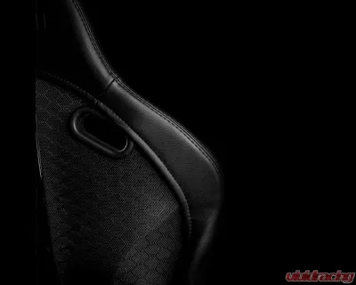 Braum Racing Falcon-S Composite FRP Reclining Seats (Pair) - Black Leatherette|Houndstooth Fabric|CF Composite Honeycomb - BRR9R-BHCF