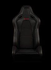 Braum Racing Falcon-S Composite FRP Reclining Seats (Pair) - Black Leatherette|Alcantara Inserts w/ Red Stitching                                     - BRR9R-BKRS - Image 2