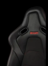 Braum Racing Falcon-S Composite FRP Reclining Seats (Pair) - Black Leatherette|Alcantara Inserts w/ Red Stitching                                     - BRR9R-BKRS - Image 5