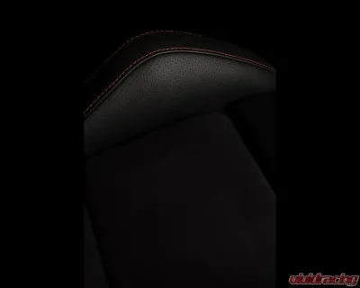 Braum Racing Falcon-S Composite FRP Reclining Seats (Pair) - Black Leatherette|Alcantara Inserts w/ Red Stitching - BRR9R-BKRS