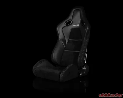 Braum Racing Falcon-S Composite FRP Reclining Seats (Pair) - Black Leatherette|Alcantara Inserts|Carbon Kevlar Composite - BRR9R-BSCK
