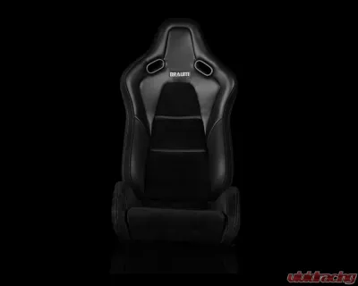 Braum Racing Falcon-S Composite FRP Reclining Seats (Pair) - Black Leatherette|Alcantara Inserts|Carbon Kevlar Composite - BRR9R-BSCK