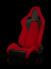 Braum Racing Falcon-S Composite FRP Reclining Seats (Pair) - Red Cloth w/ Black Stitching                                     - BRR9R-RDJQ - Image 4