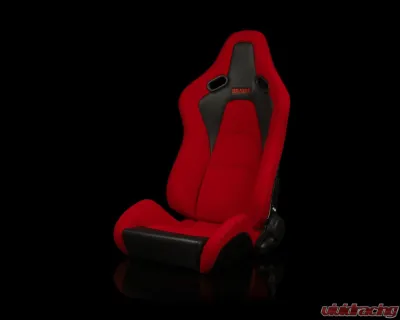 Braum Racing Falcon-S Composite FRP Reclining Seats (Pair) - Red Cloth w/ Black Stitching - BRR9R-RDJQ