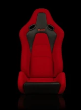 Braum Racing Falcon-S Composite FRP Reclining Seats (Pair) - Red Cloth w/ Black Stitching                                     - BRR9R-RDJQ - Image 2
