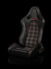 Braum Racing Falcon-S Composite FRP Reclining Seats (Pair) - Black Leatherette|Red Plaid                                     - BRR9R-RPRS - Image 6