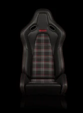 Braum Racing Falcon-S Composite FRP Reclining Seats (Pair) - Black Leatherette|Red Plaid                                     - BRR9R-RPRS - Image 2
