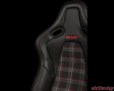 Braum Racing Falcon-S Composite FRP Reclining Seats (Pair) - Black Leatherette|Red Plaid - BRR9R-RPRS