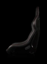 Braum Racing Falcon-S Series Fixed Back Bucket Seat (Each) - Black Leatherette|Alcantara Inserts w/ Red Stitching                                     - BRR9S-BKRS - Image 3